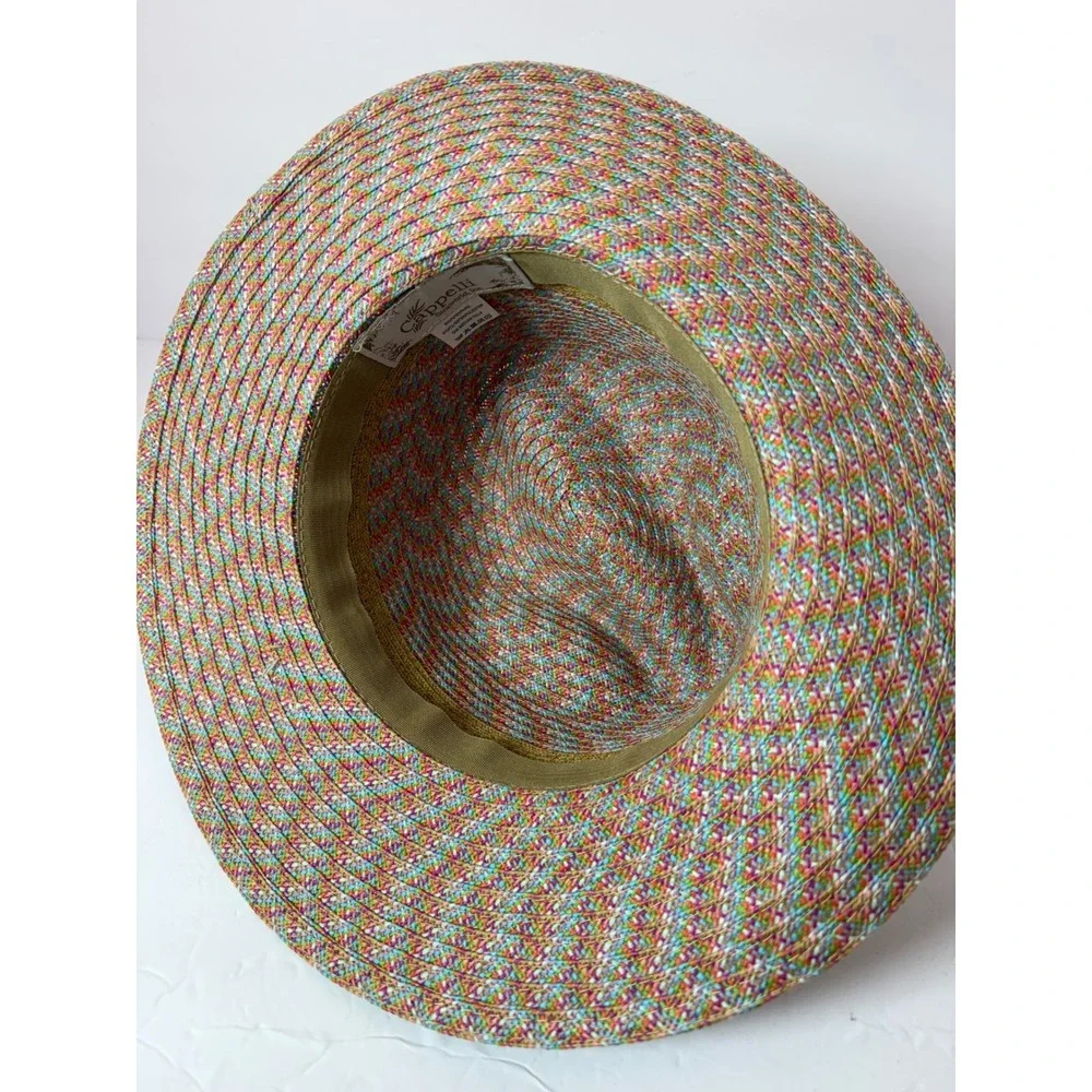 Cappelli Straworld Multicolor Woven Paper Sun Hat Wide Brim Fedora One Size